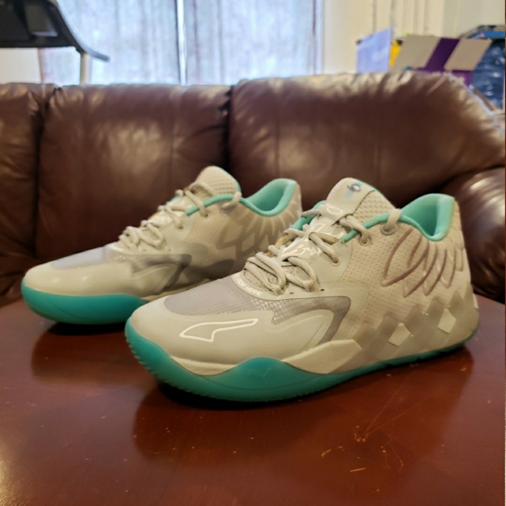 Teal and Gray Sports Sneakers